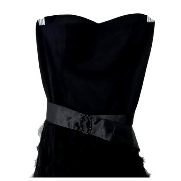 White House Black Market Strapless Sweetheart Silk Ruffle Cocktail Dress NWT Siz - Picture 2 of 7
